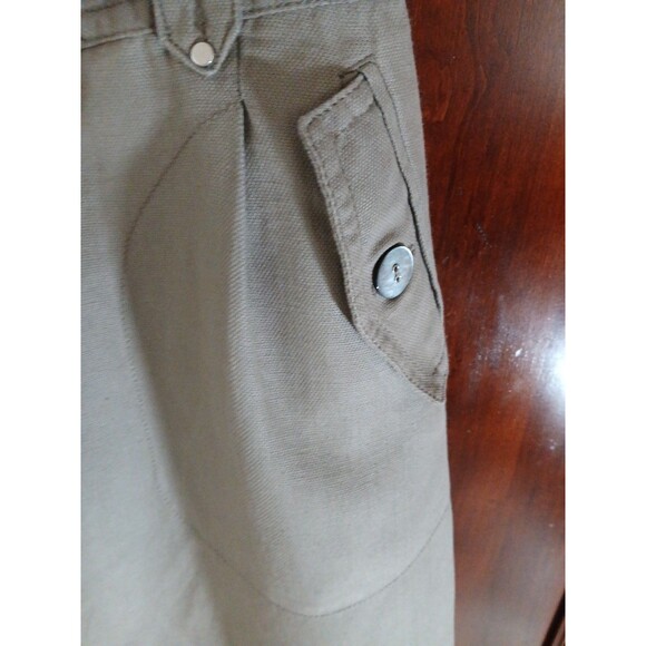 Weekend MaxMara Women's Size 4 Flax Linen Blend Over-the-Knee Olive Green Skirt - Picture 2 of 11